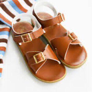Footmates Tide Leather Sandals, Tan, Size 1